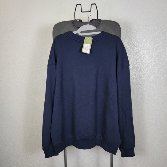 Goodfellow Pullover Crew Neck Sweatshirt Flower Embroidery Blue Size L - Picture 2 of 7